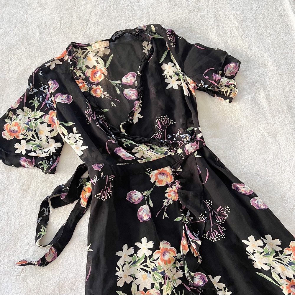 ByTiMo Floral Wrap Ruffle Mini Dress